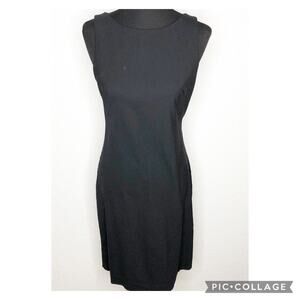 Theory black sleeveless wool blend sheath dress size 8
